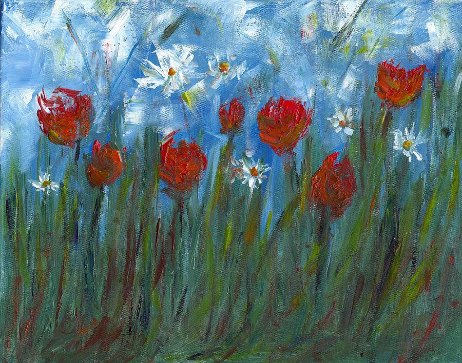 Patch of Wild Flowers Painting by David Dossett