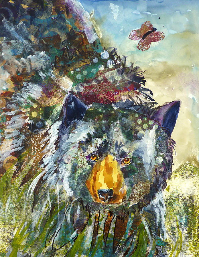 Bear Mixed Media - Patchwork Bear by P Maure Bausch