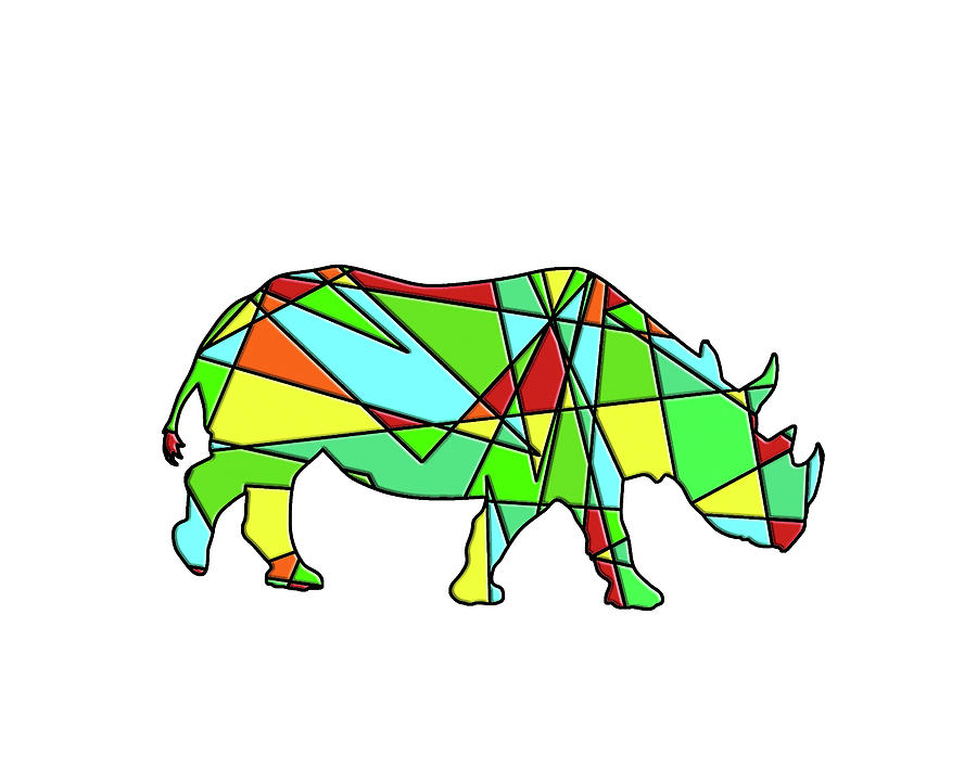Patchwork Rhino Digital Art by Deb Perry