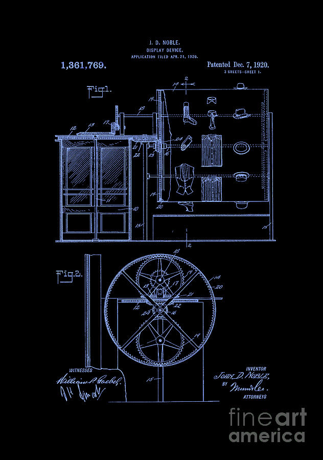Patent Art 1920 Closet Display BLUE Photograph by Lesa Fine