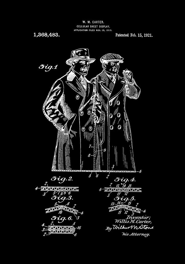 Hat Digital Art - Patent Art 1921 Cellular Sheet Display - Inverted by Lesa Fine