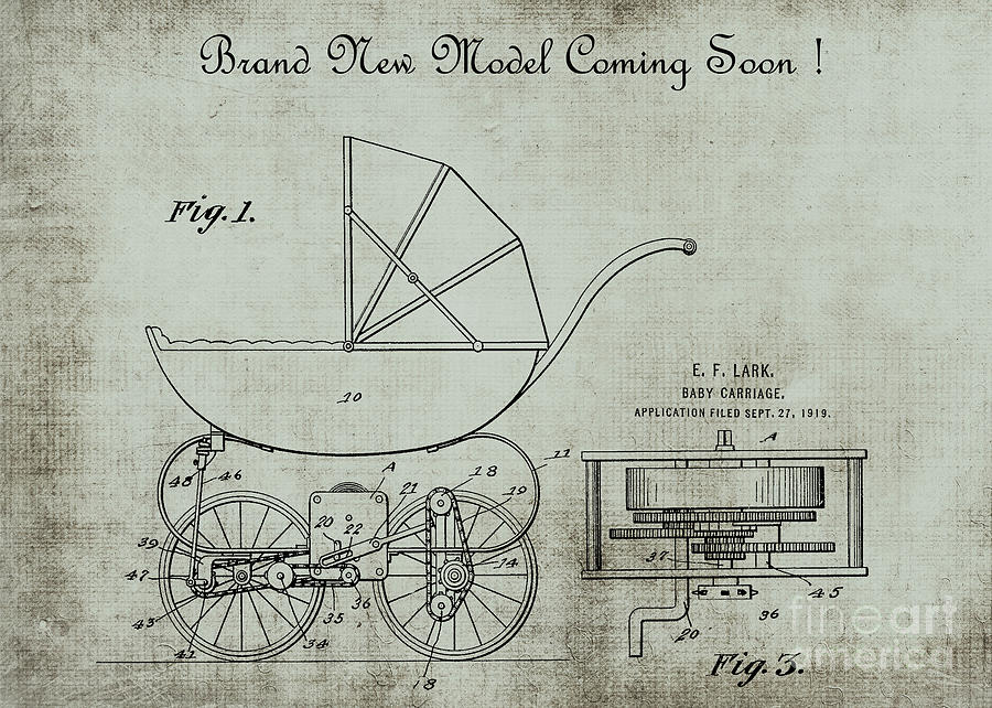 Patent Art Lark Baby Carriage 1920 Invite 2 Digital Art by Lesa Fine