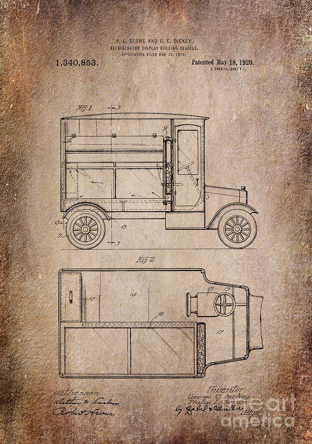 Patent Art Refrigerator Truck I Antique Photograph by Lesa Fine