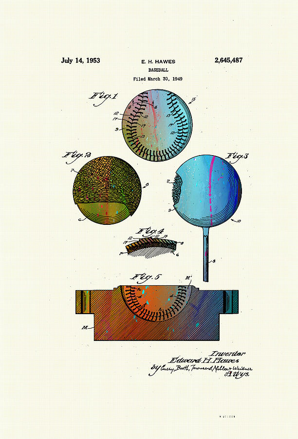 Patent Drawing of Baseball 1949 Digital Art by Marlene Watson