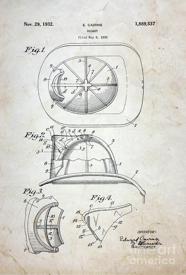 Patent - Fire Helmet Photograph by Paul Ward