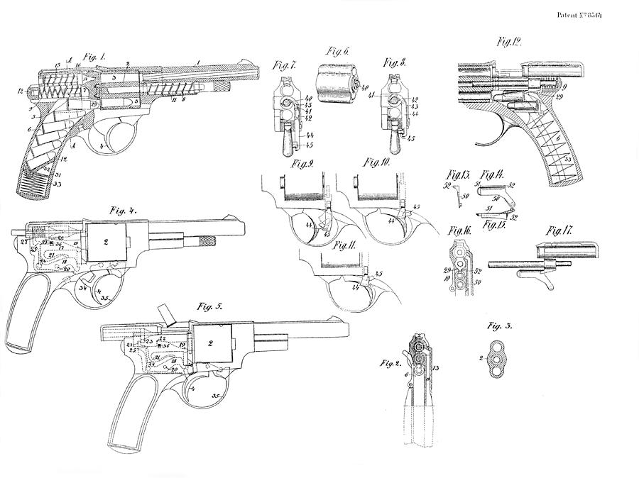 Patent for the Landstad Automatic Revolver Photograph by Doc Braham