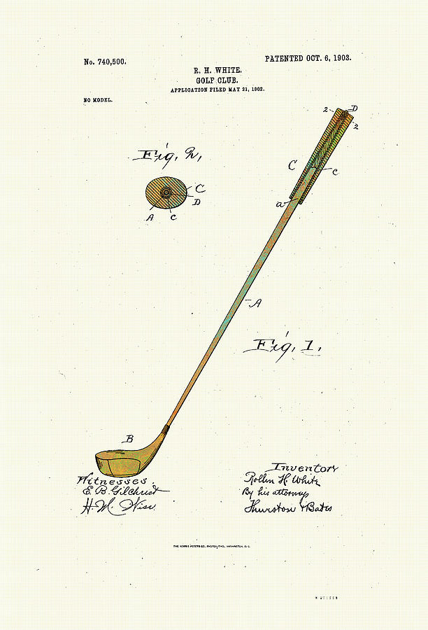 Patented Golf Club 1903 Digital Art by Marlene Watson