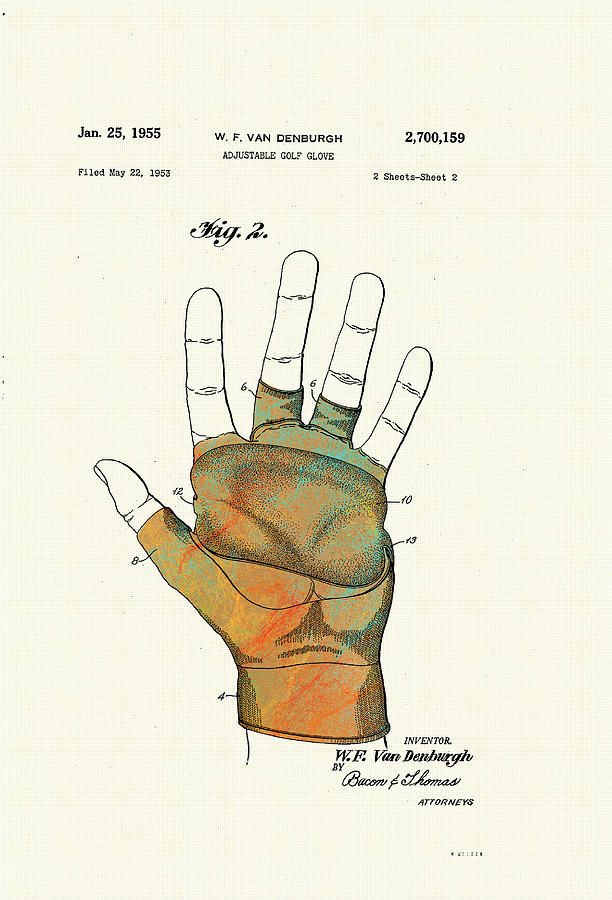 Patented Golf Glove 1955 Digital Art by Marlene Watson