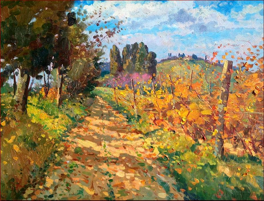 Path and vineyard - Italy Painting by Agostino Veroni - Fine Art America