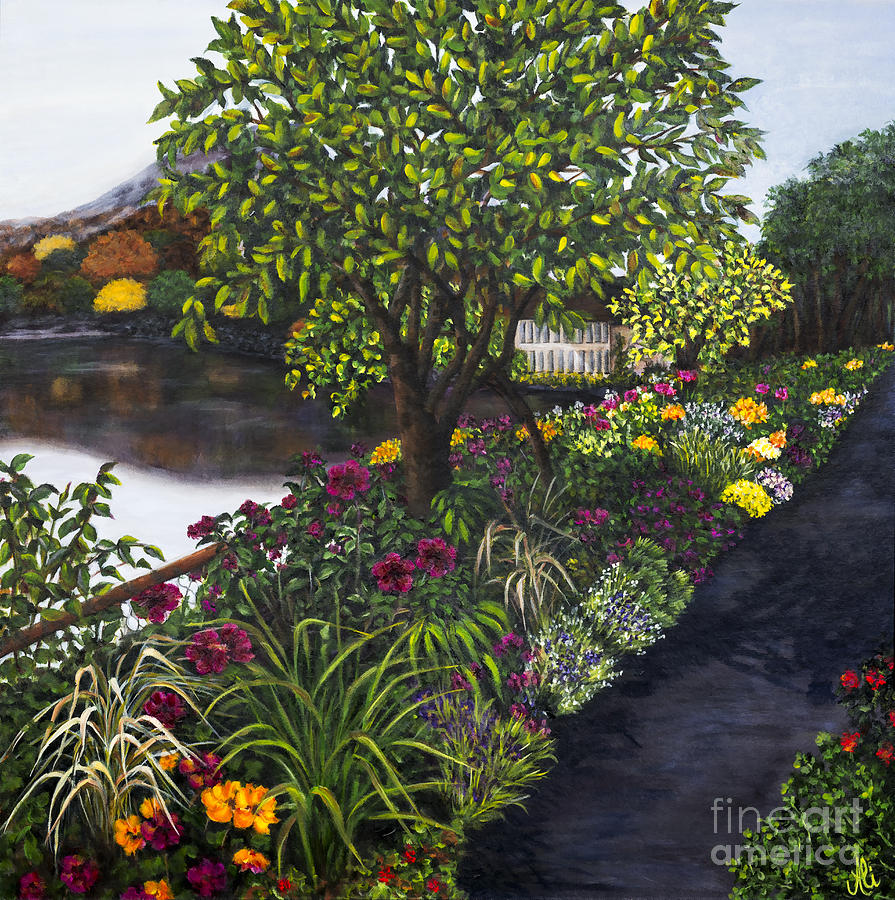 Flower Painting - Path Around the Lake by Alison Tave by Sheldon Kralstein