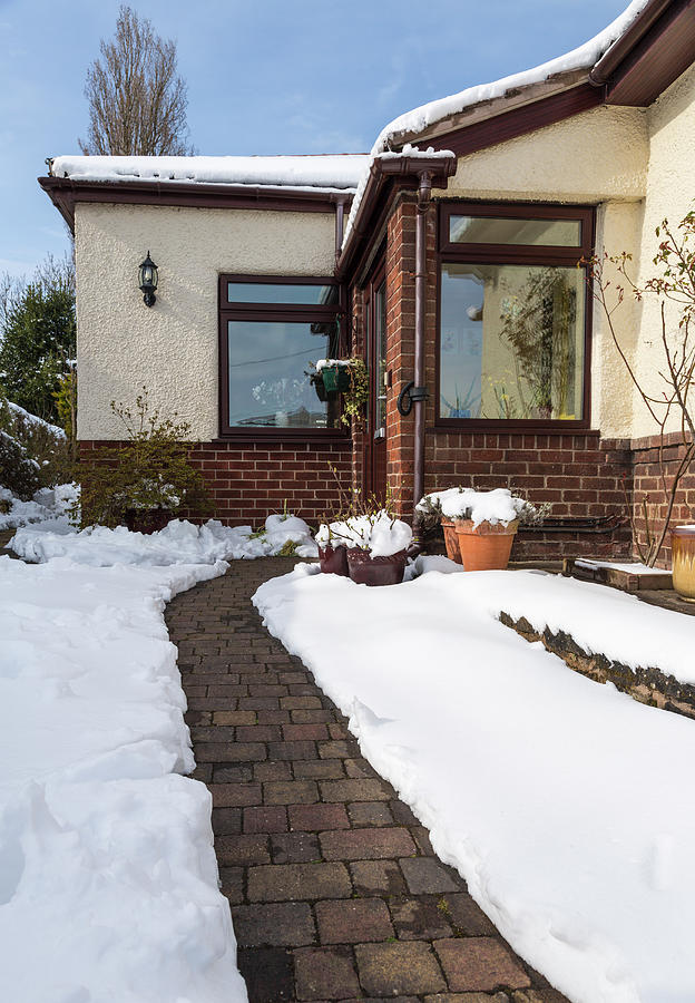 Path Cleared Of Snow To House Front Door Photograph by P A Thompson
