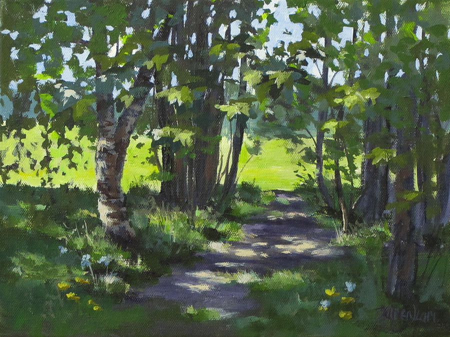 Path in the Park Painting by Karen Ilari