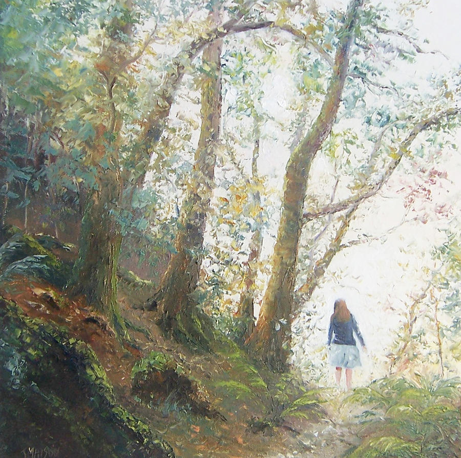 Tree Painting - Path in the woods by Jan Matson