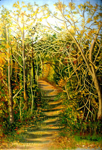 Path in the Woods Painting by Madeline  Lovallo