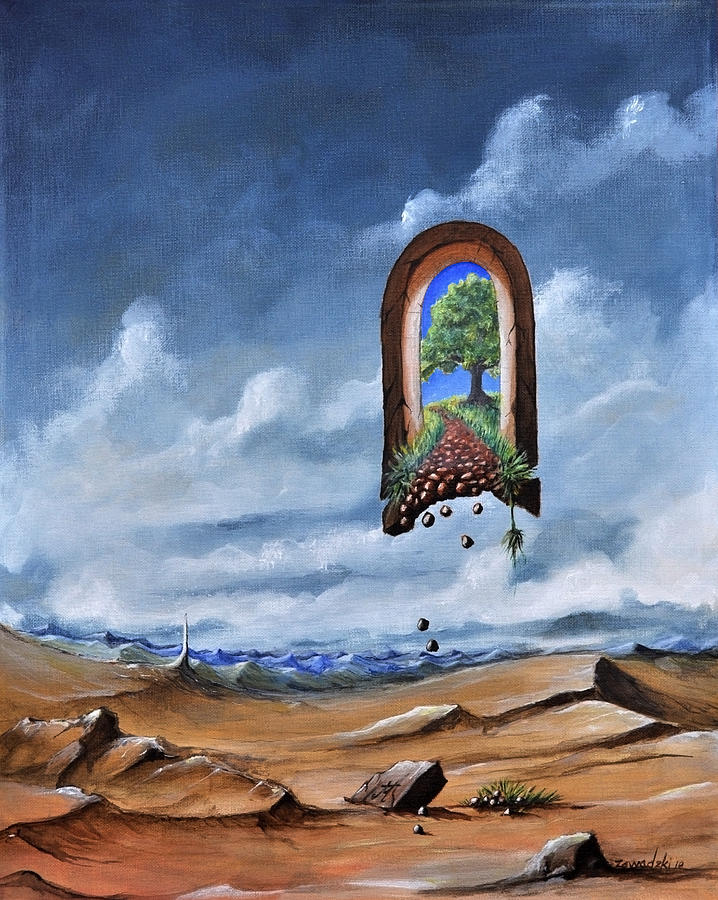 Surrealism Painting - path not for public use II another way  by Mariusz Zawadzki