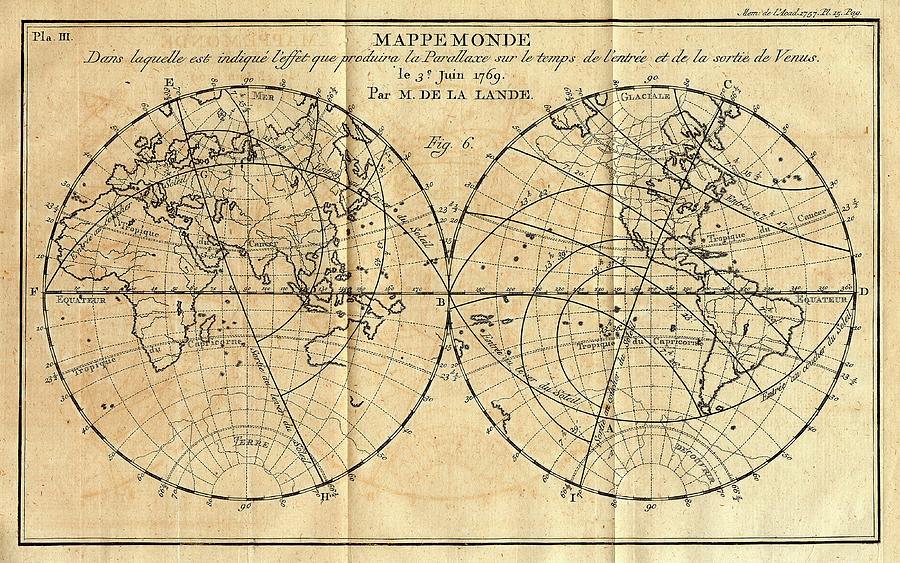 Path Of The 1761 Transit Of Venus Photograph by American Philosophical Society