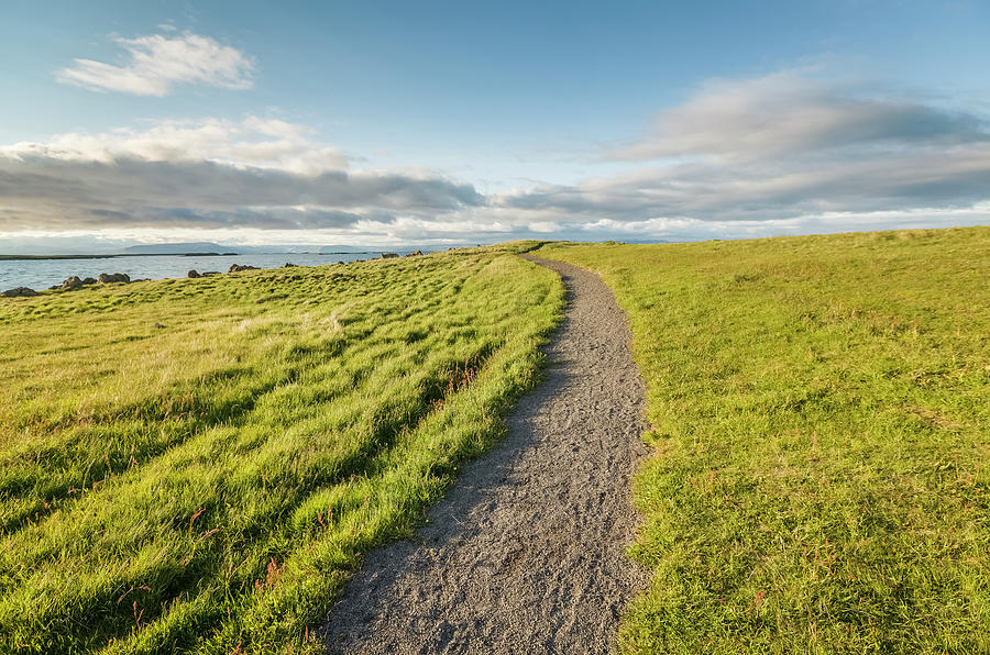 Path On Grassy Hill On Small Island Photograph by Arctic-images