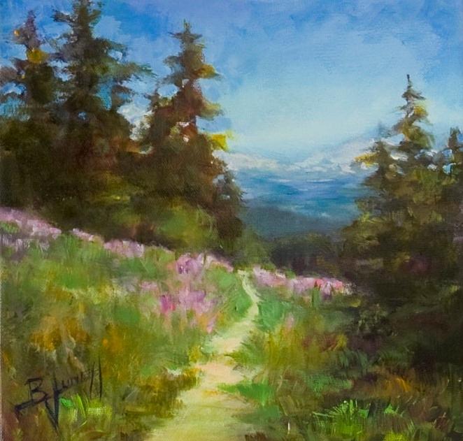 Path To Mt Bachelor Painting by Bonnie Junell - Fine Art America