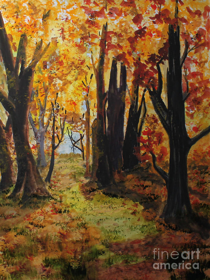 Fall Painting - Path to the Edge by Jack G  Brauer
