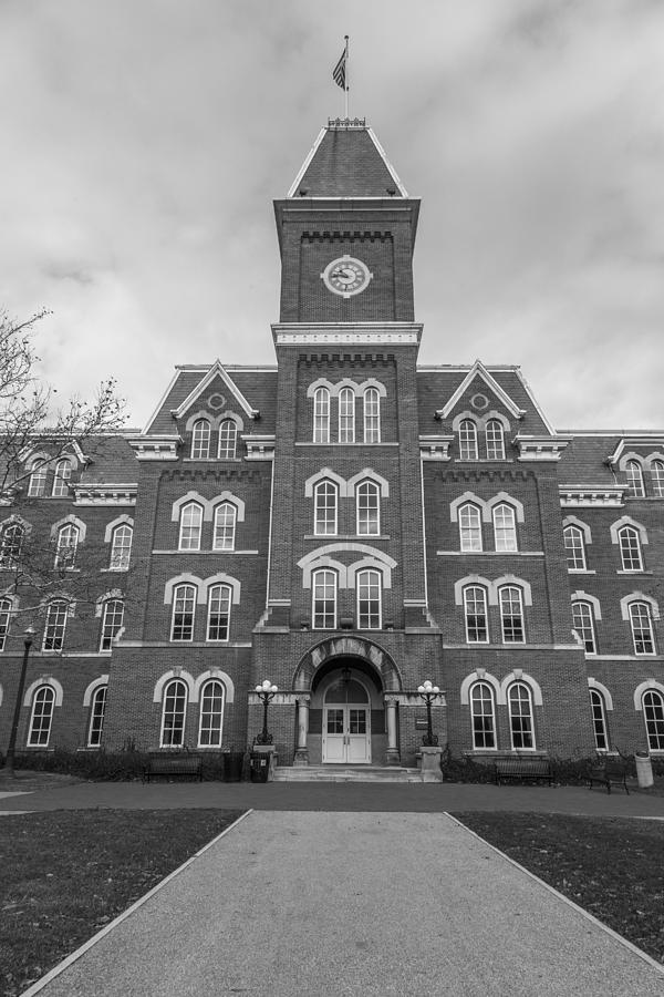 Ohio State University Photograph - Path to University Hall Black and White  by John McGraw