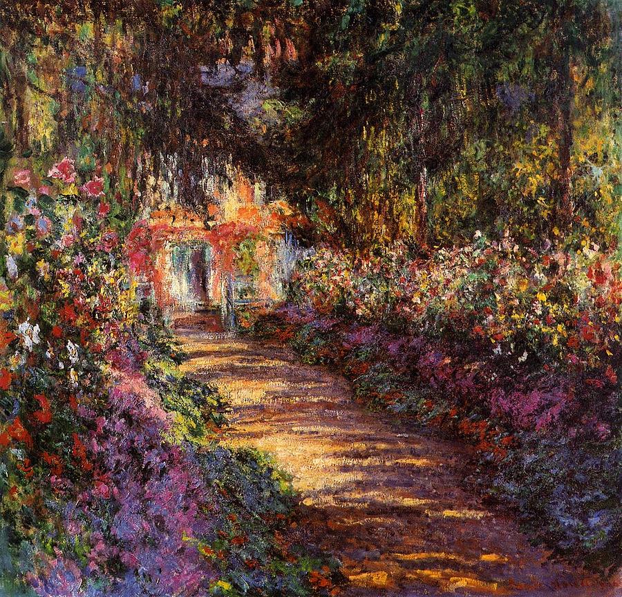 Pathway In Monets Garden In Giverny Painting by Pam Neilands