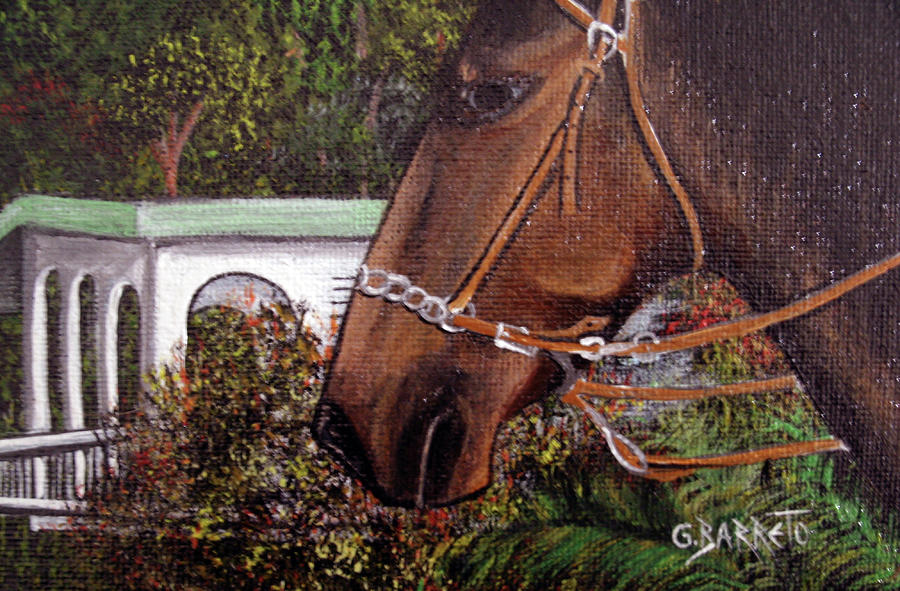 Patient Horse  Painting by Gloria E Barreto-Rodriguez