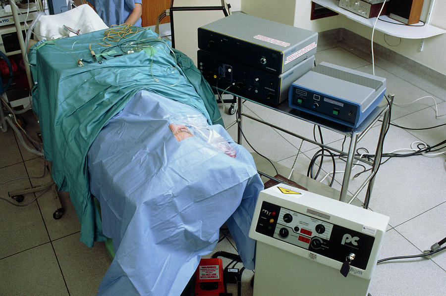 Operating Theatre Photograph - Patient On Operating Table Awaiting Eye Surgery by Garry Watson/science Photo Library