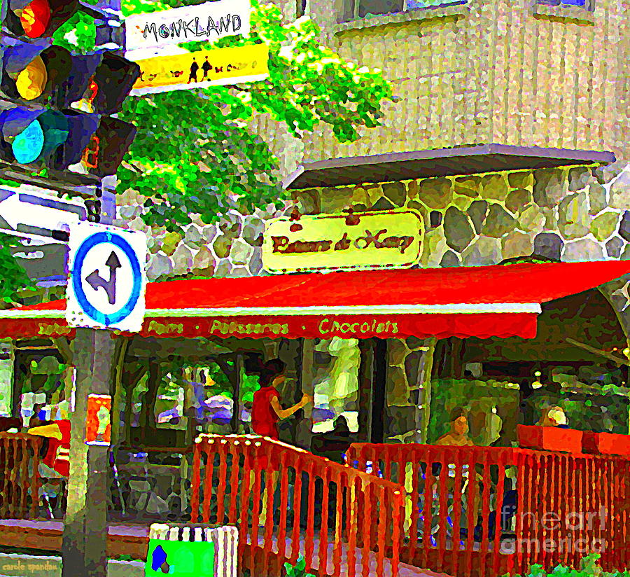 Patisserie De Nancy Bakery French Style Cafe Monkland Ndg Montreal Street Scenes Carole Spandau Painting by Carole Spandau