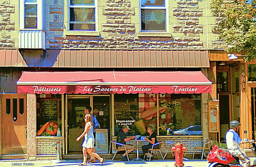 Patisserie Les Saveurs Du Plateau Pique Nique Et Emporter Montreal Cafe Scene Art By Carole Spandau  Painting by Carole Spandau