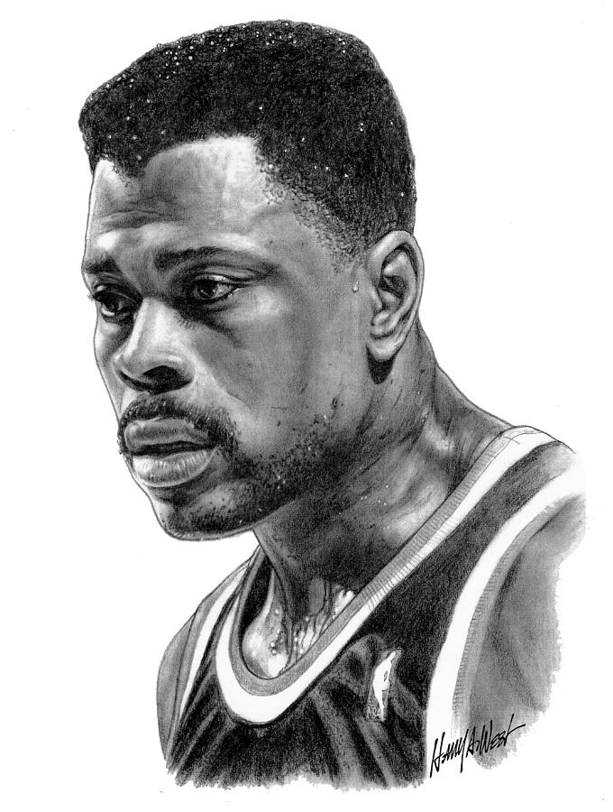 Patrick Ewing Drawing by Harry West