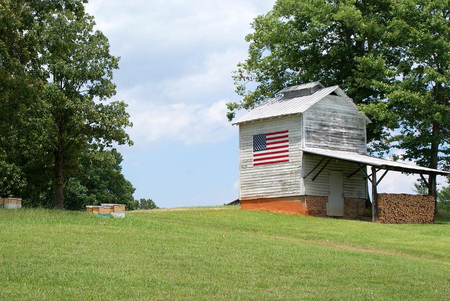 Patriotic Barn Photograph by Bill TALICH