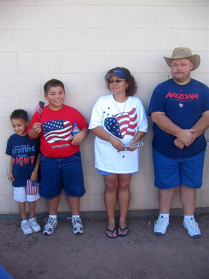 Patriotic family Casa Grande Arizona 2004  Photograph by David Lee Guss