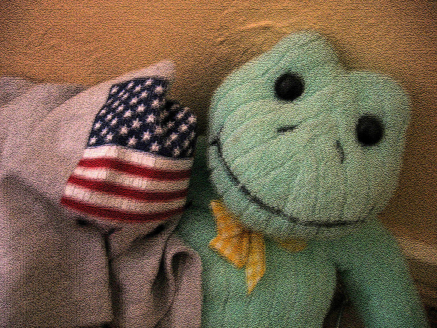 Patriotic frog doll flag shirt colored texture added Casa Grande Arizona 2004 Photograph by David Lee Guss