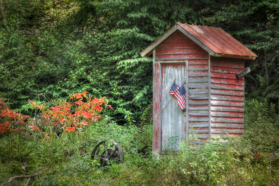 Flag Photograph - Patriotic Outhouse by Lori Deiter