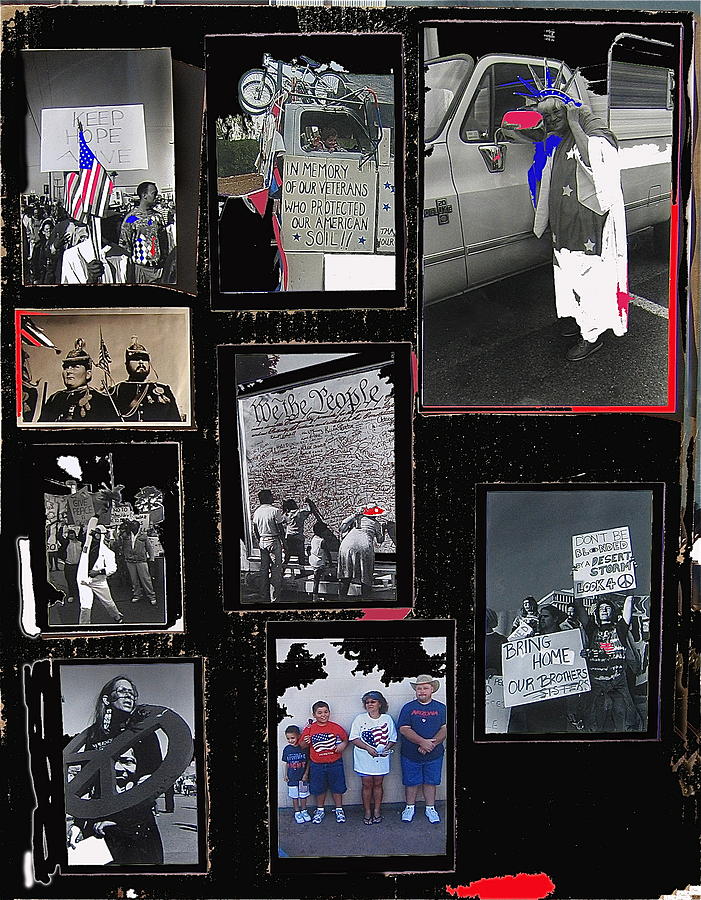 Patriotism collage spanning 1970-2005 completed 2012 color added Photograph by David Lee Guss