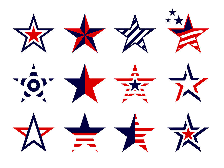 Patriotism Concept Stars Set Drawing by Amtitus