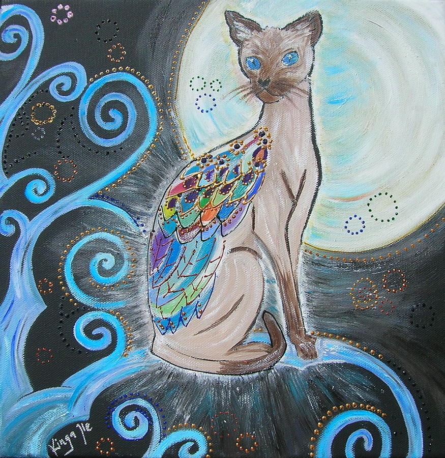 Owl Painting - Patronus Cat by Kinga Ile