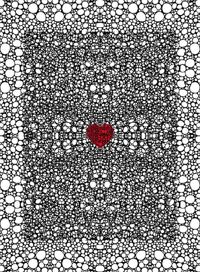 Pattern 19 - Heart Art - Black And White Exquisite Pattern By Sharon Cummings Painting by Sharon Cummings