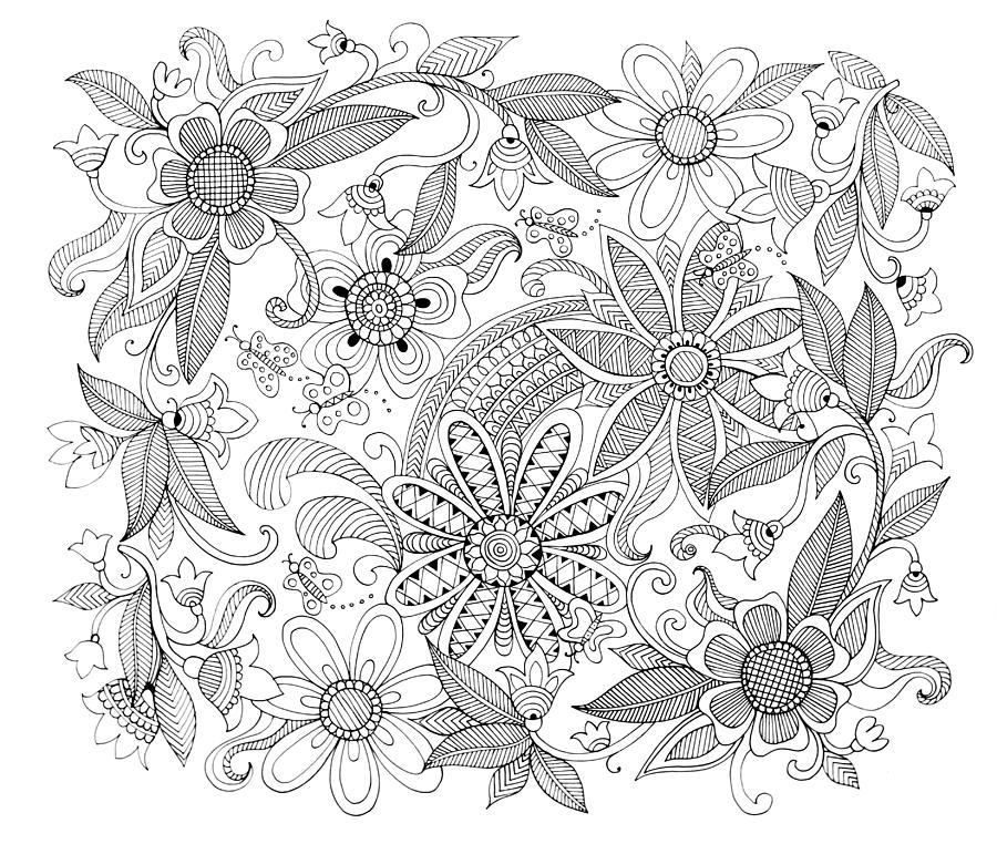 Black And White Drawing - Pattern 3 by MGL Meiklejohn Graphics Licensing