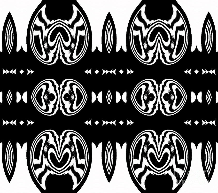 Abstract Digital Art - Pattern Black White Ornament Art Print No.137  by Drinka Mercep