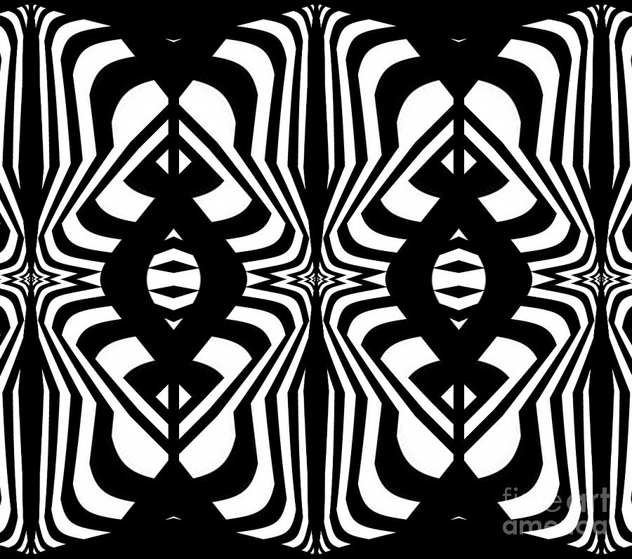 Abstract Digital Art - Pattern Geometric Black White Abstract Art Print No.328. by Drinka Mercep