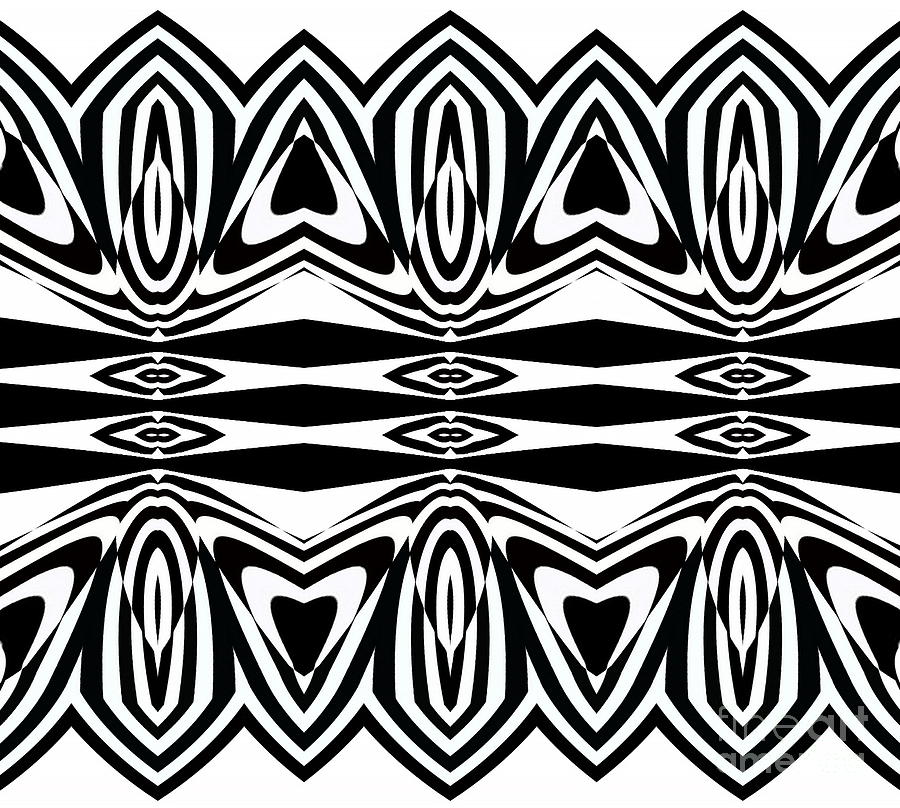 Unique Digital Art - Pattern Op Art Geometric Black White Print No.160 by Drinka Mercep