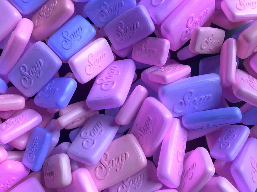 Pattern pieces of pink soap 3d rendering Photograph by Andrey_A