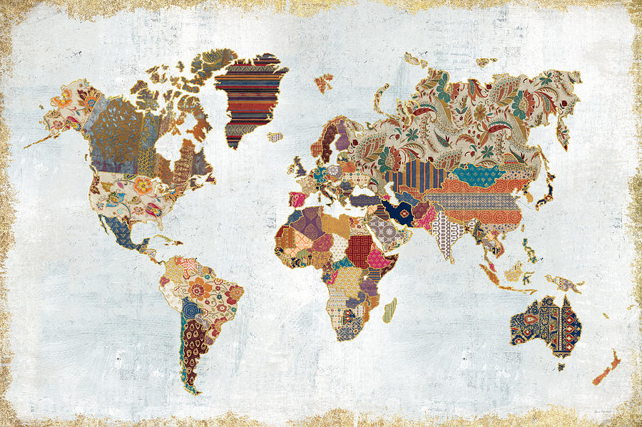 Pattern Painting - Pattern World Map by Laura Marshall