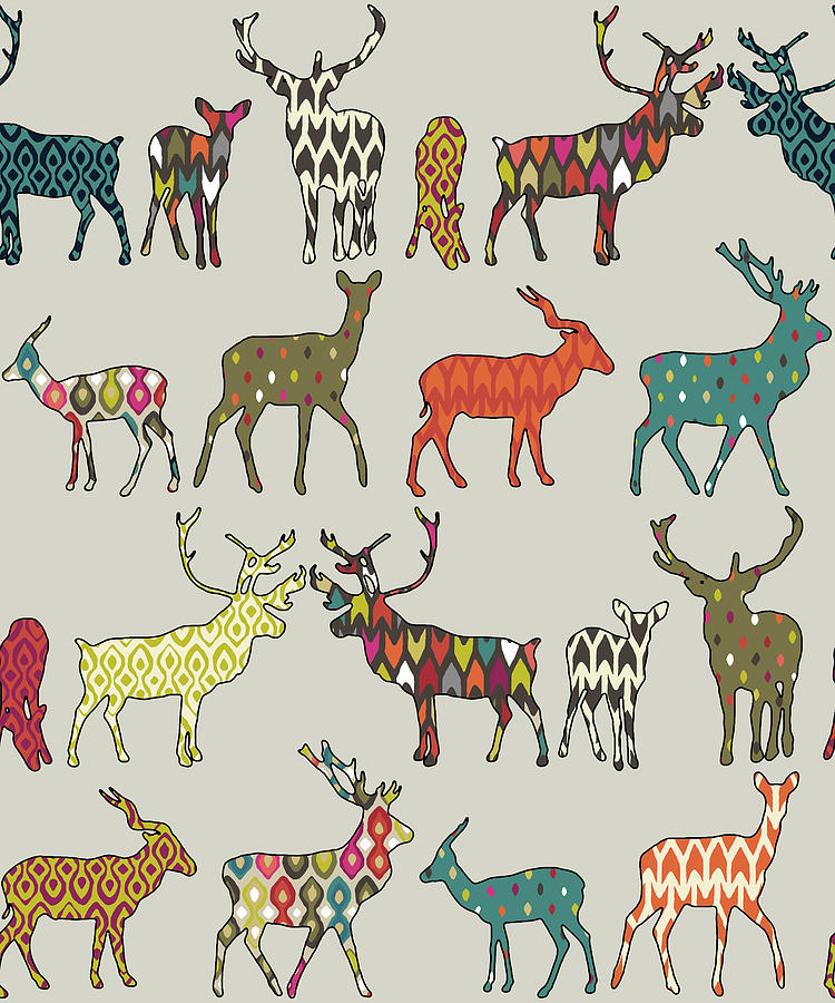 Deer Painting - Patterned Deer Stone Pattern by MGL Meiklejohn Graphics Licensing