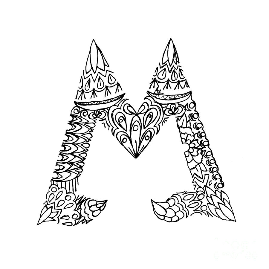 Patterned Letter M Drawing by Alyssa Zeldenrust Pixels