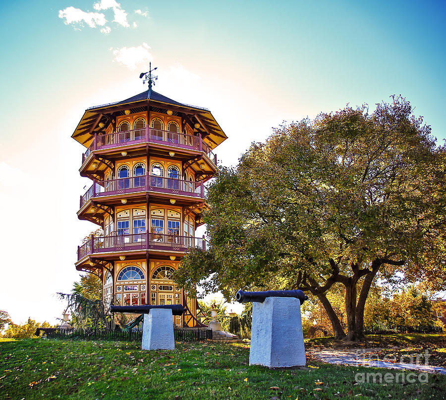 Patterson Park Pagoda Aglow  Photograph by SCB Captures