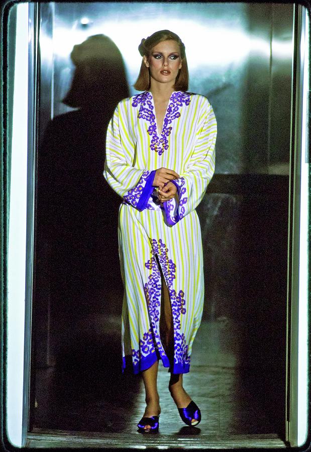 Patti Hansen Wearing A Silk Caftan Photograph by Arthur Elgort