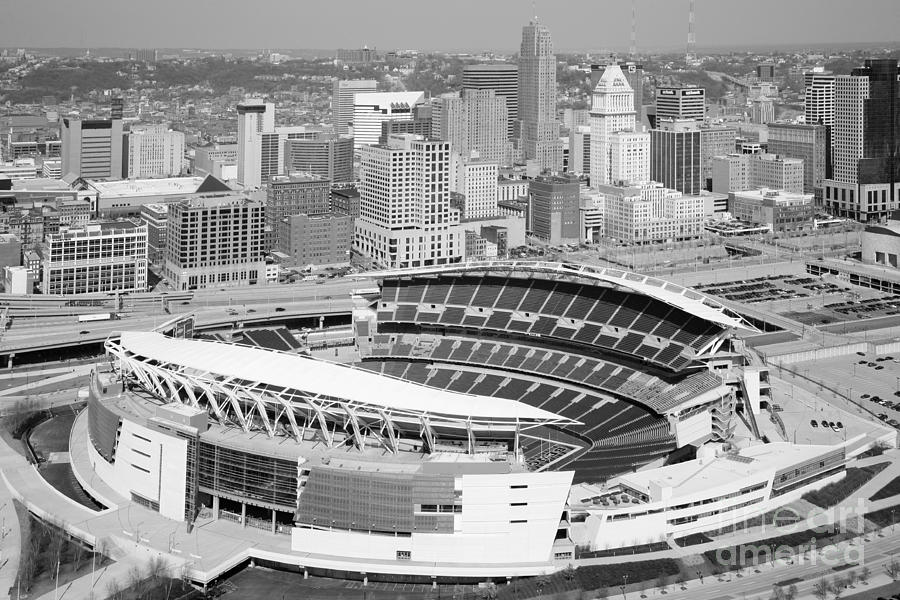 Black And White Photograph - Paul Brown Stadium Cincinnati Ohio by Bill Cobb