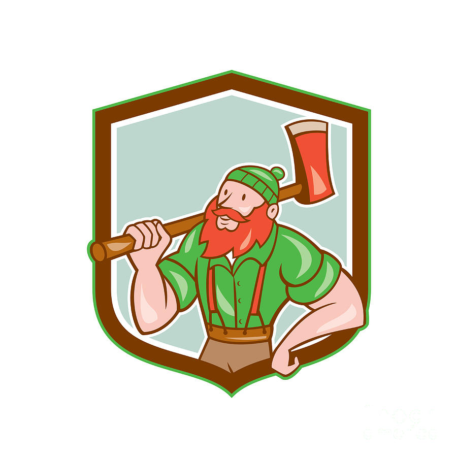 Paul Bunyan Digital Art - Paul Bunyan Lumberjack Shield Cartoon by Aloysius Patrimonio Paul Bunyan Digital Art - Paul Bunyan Lumberjack Shield Cartoon by Aloysius Patrimonio